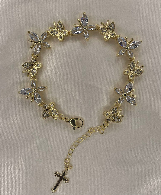 White Crystal Butterfly Bracelet